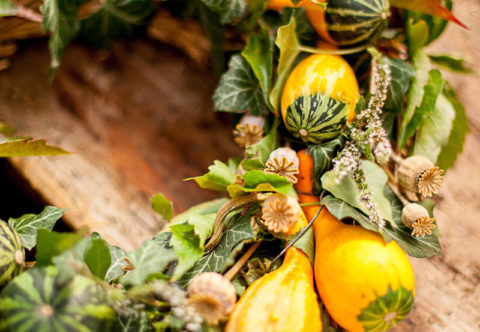 Dušičkový veniec z tekvíc